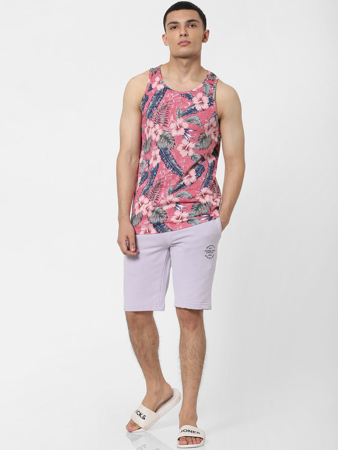Pink Tropical Print Vest