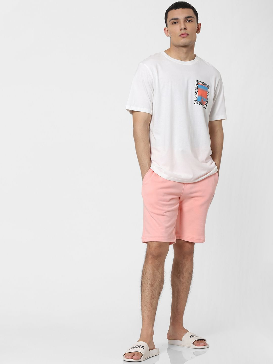 White Graphic Print Oversized Crew Neck T-shirt