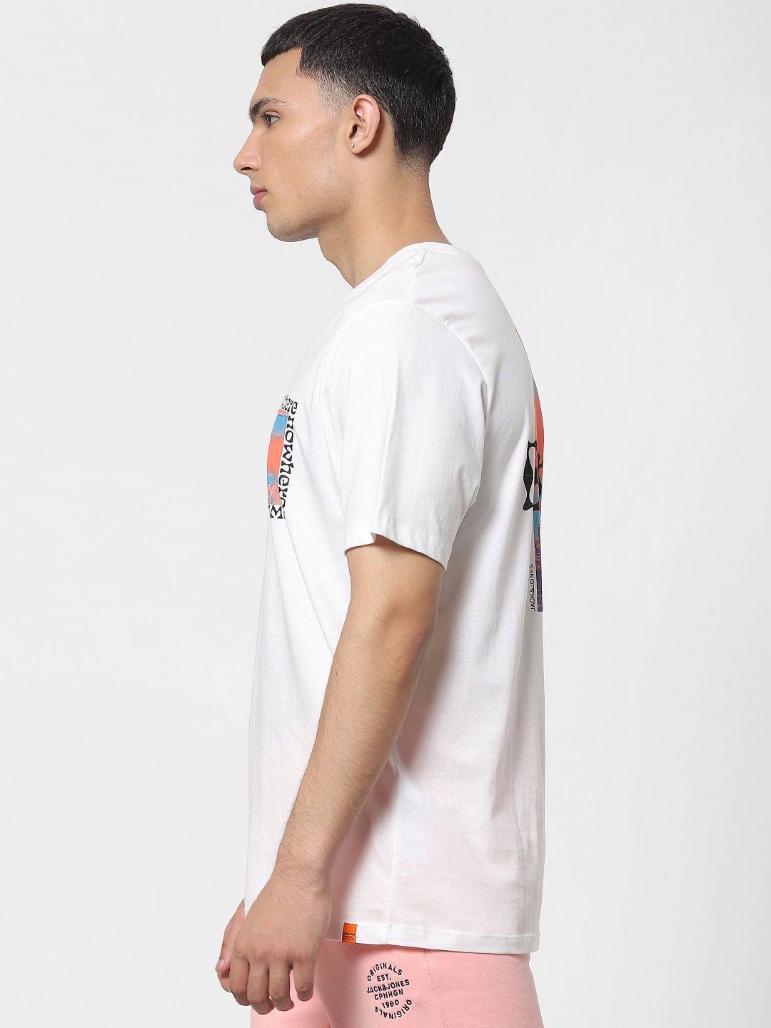 White Graphic Print Oversized Crew Neck T-shirt