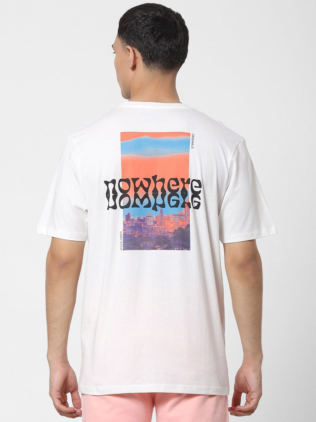 White Graphic Print Oversized Crew Neck T-shirt