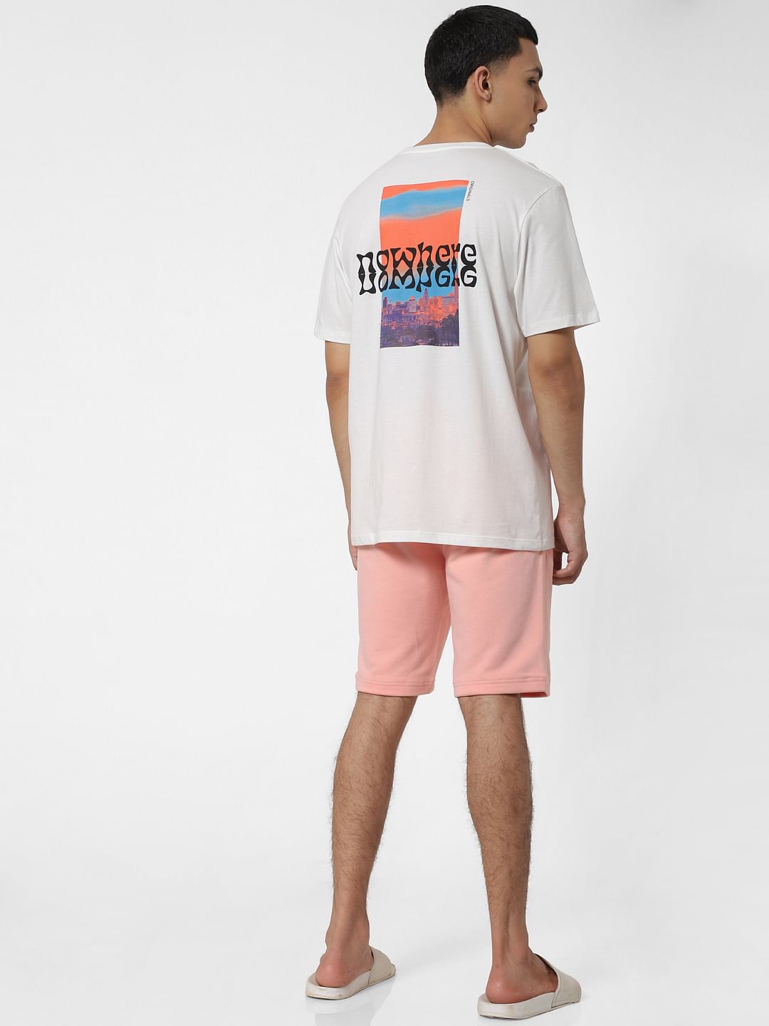 White Graphic Print Oversized Crew Neck T-shirt