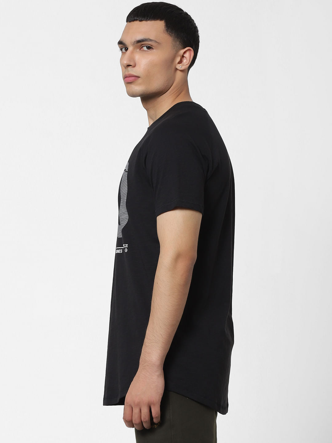 Black Graphic Print Crew Neck T-shirt