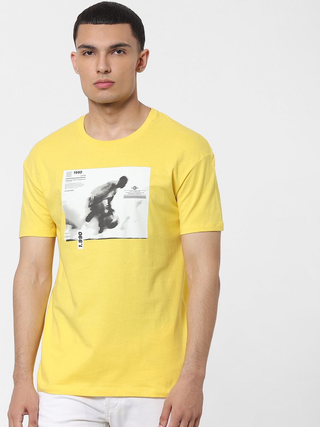 Yellow Graphic Print Crew Neck T-shirt