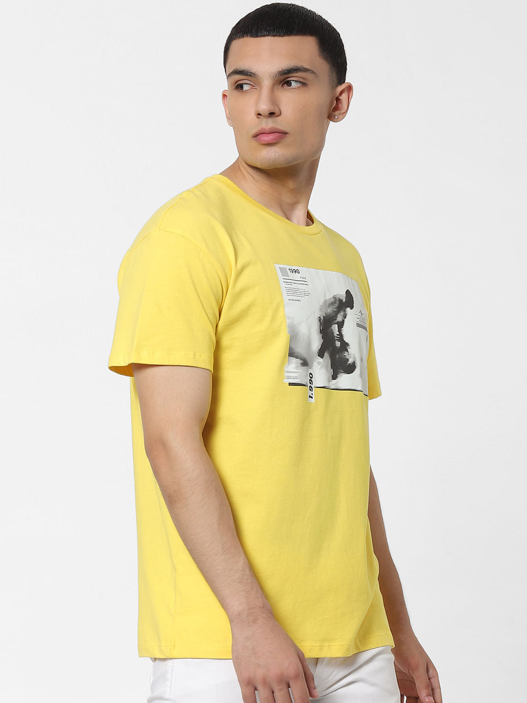Yellow Graphic Print Crew Neck T-shirt