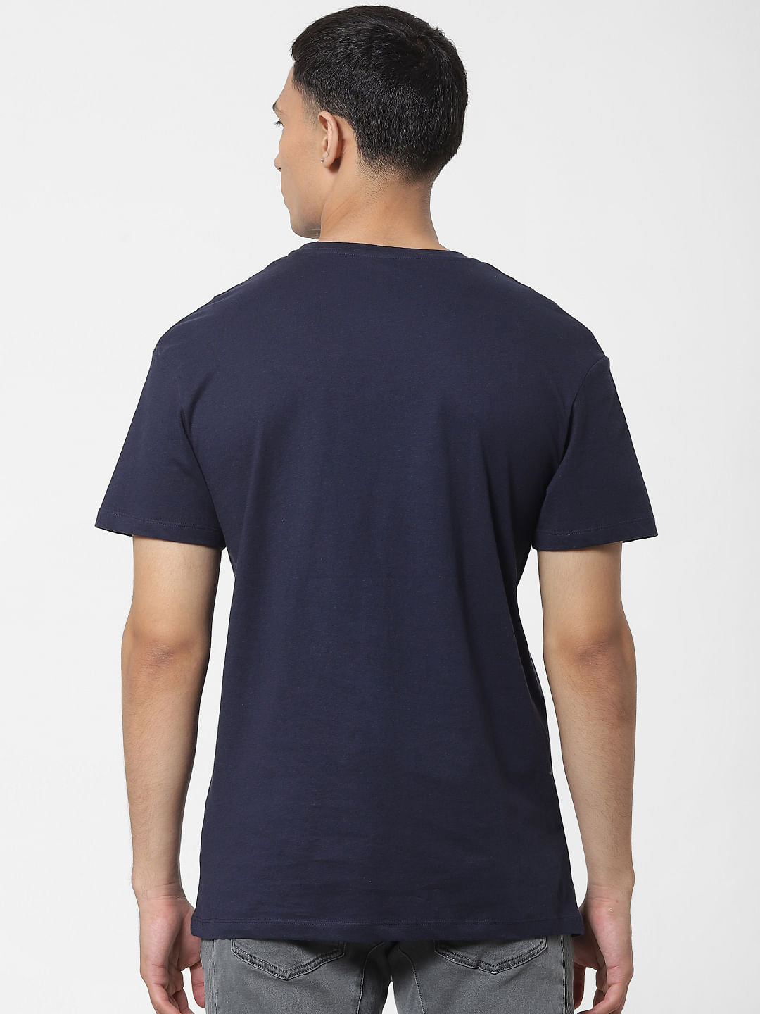 Navy Blue Graphic Print Crew Neck T-shirt