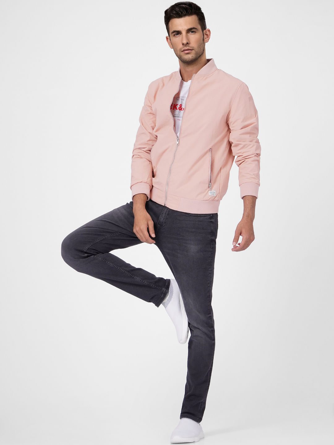 Pink Zip Up Bomber Jacket - S