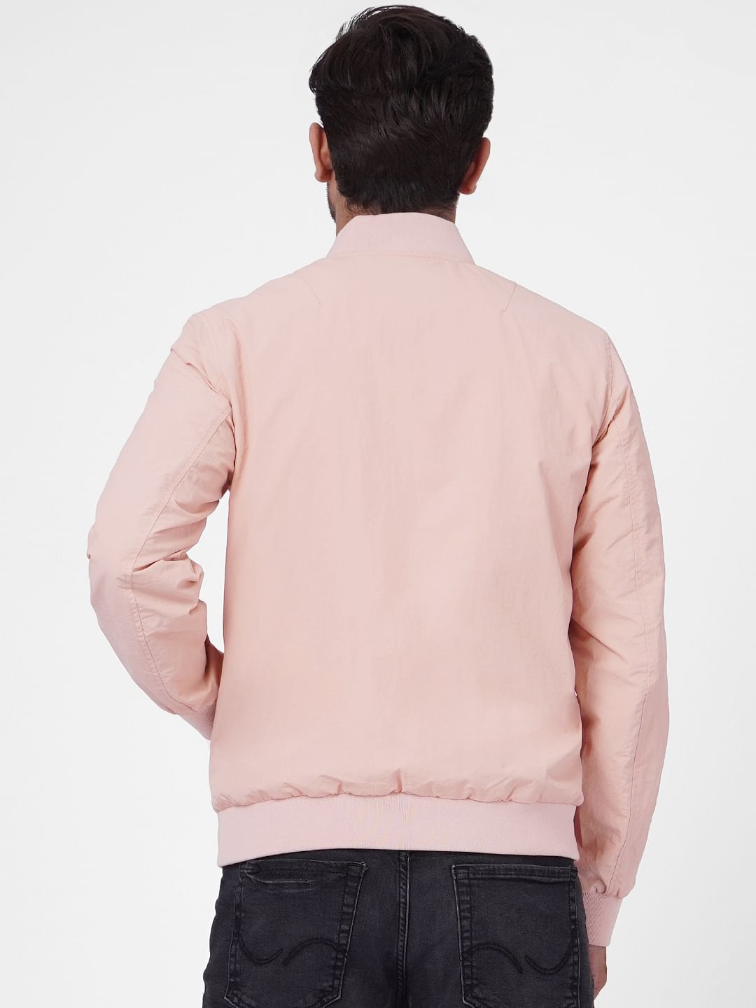Pink Zip Up Bomber Jacket