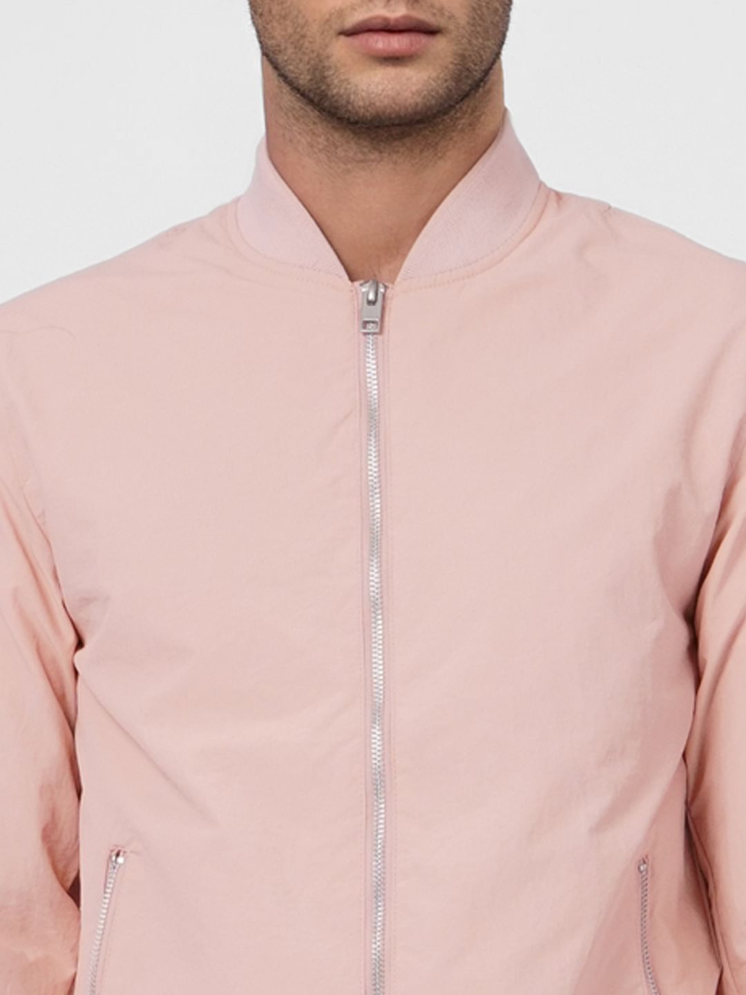 Pink Zip Up Bomber Jacket