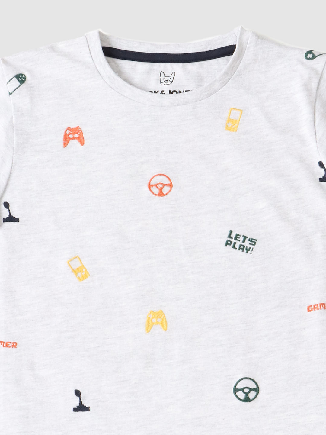 Boys White Graphic Print Crew Neck T-shirt