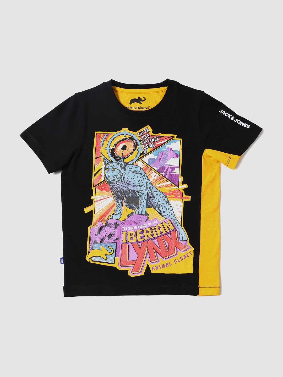 BOYS X ANIMAL PLANET Black Graphic Print Crew Neck T-shirt - 4/5Y
