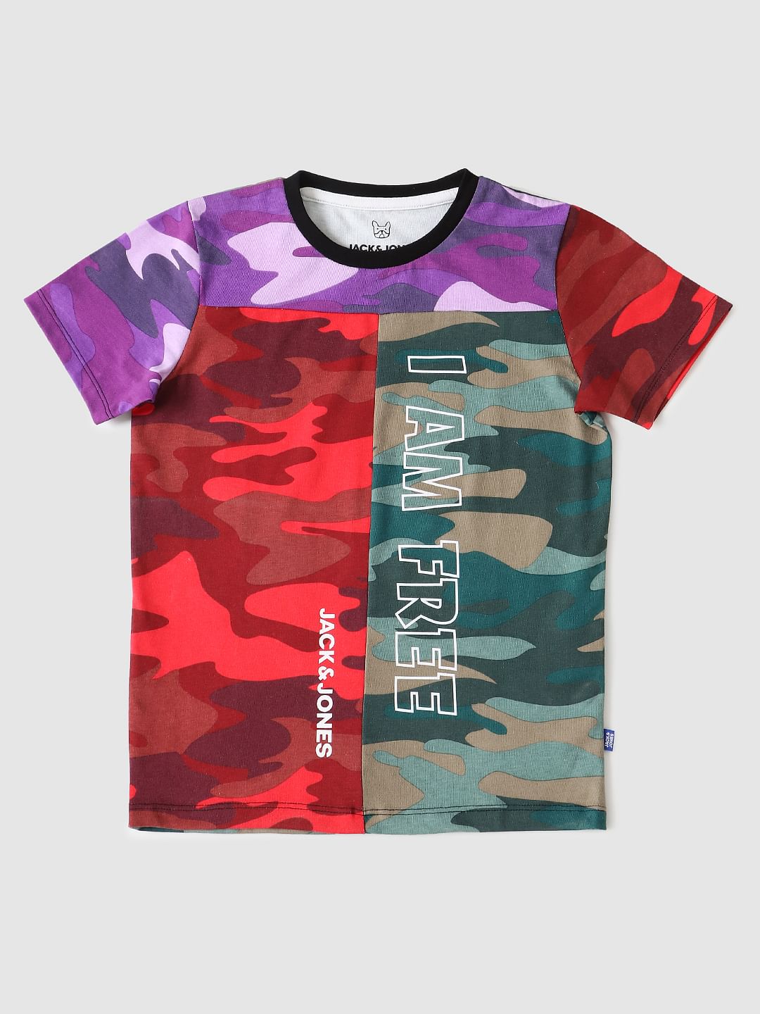 Boys Multi-coloured Camo Crew Neck T-shirt - 4/5Y
