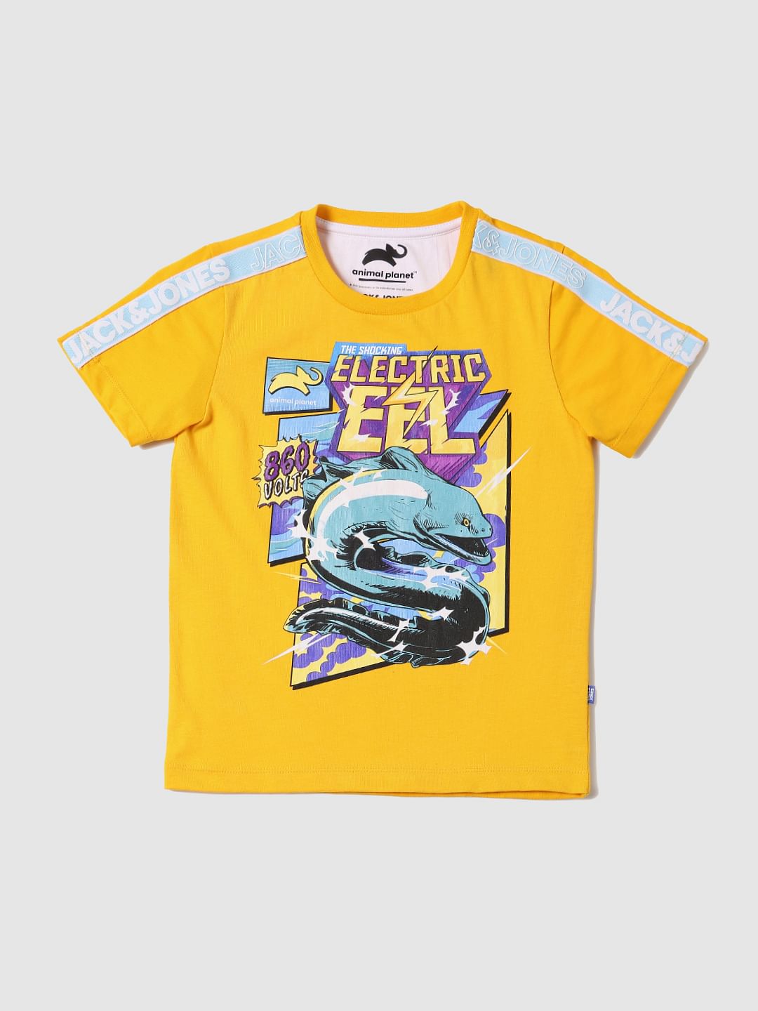 BOYS X ANIMAL PLANET Yellow Graphic Print Crew Neck T-shirt - 4/5Y