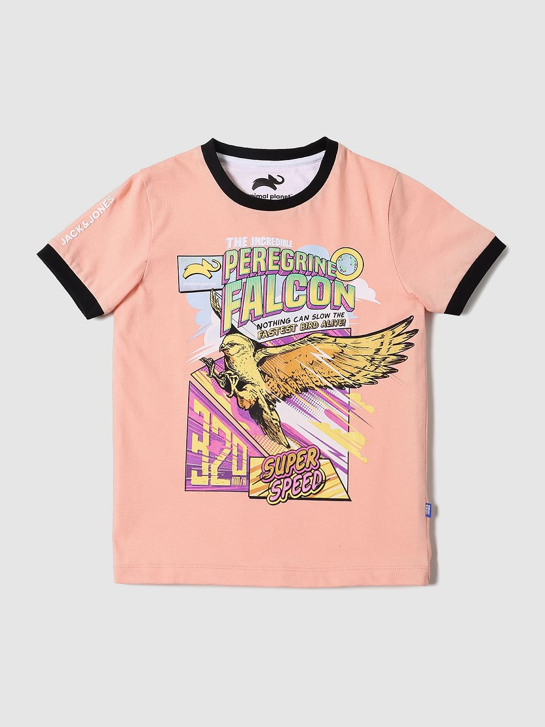 BOYS X ANIMAL PLANET Peach Graphic Print Crew Neck T-shirt - 4/5Y