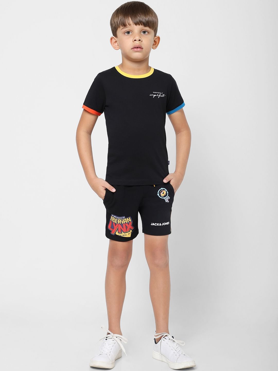 BOYS X ANIMAL PLANET Black Mid Rise Graphic Print Sweatshorts - 4/5Y