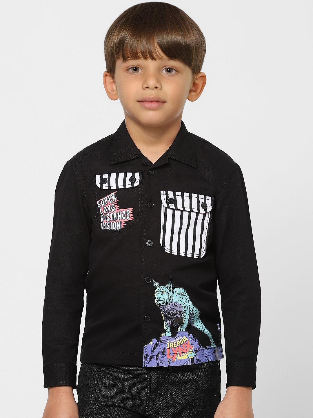 BOYS X ANIMAL PLANET Black Graphic Patch Pocket Shirt