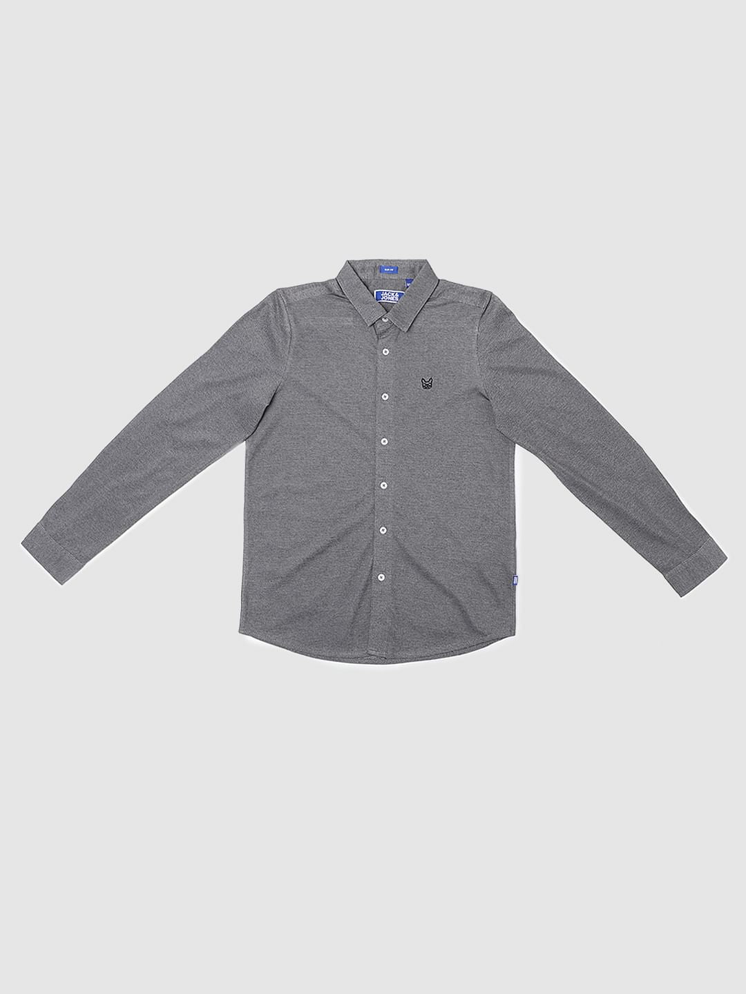 Boys Grey Full Sleeves Shirt - 4/5Y
