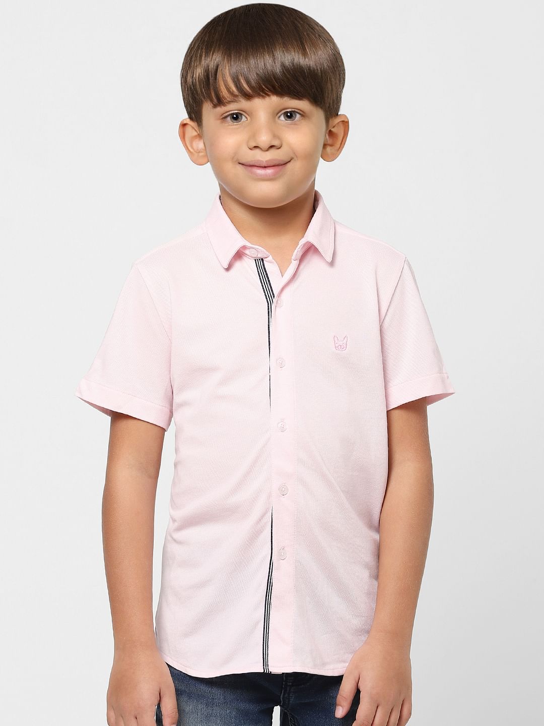 Boys Pink Half Sleeves Shirt