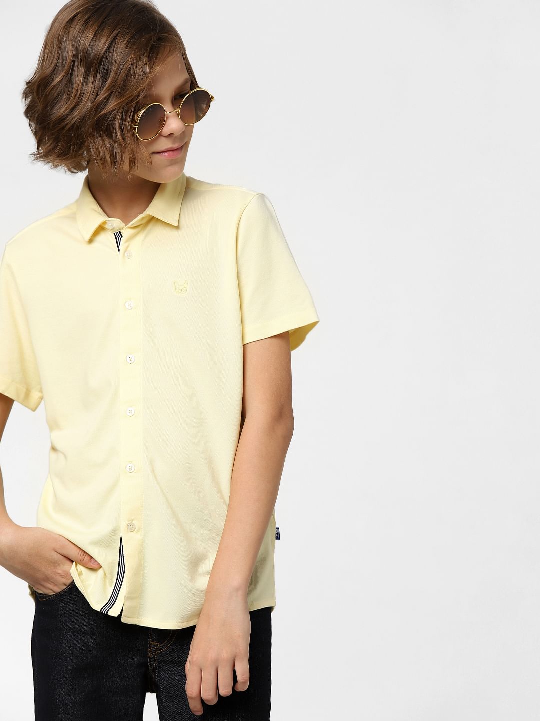 Boys Yellow Half Sleeves Shirt - 4/5Y