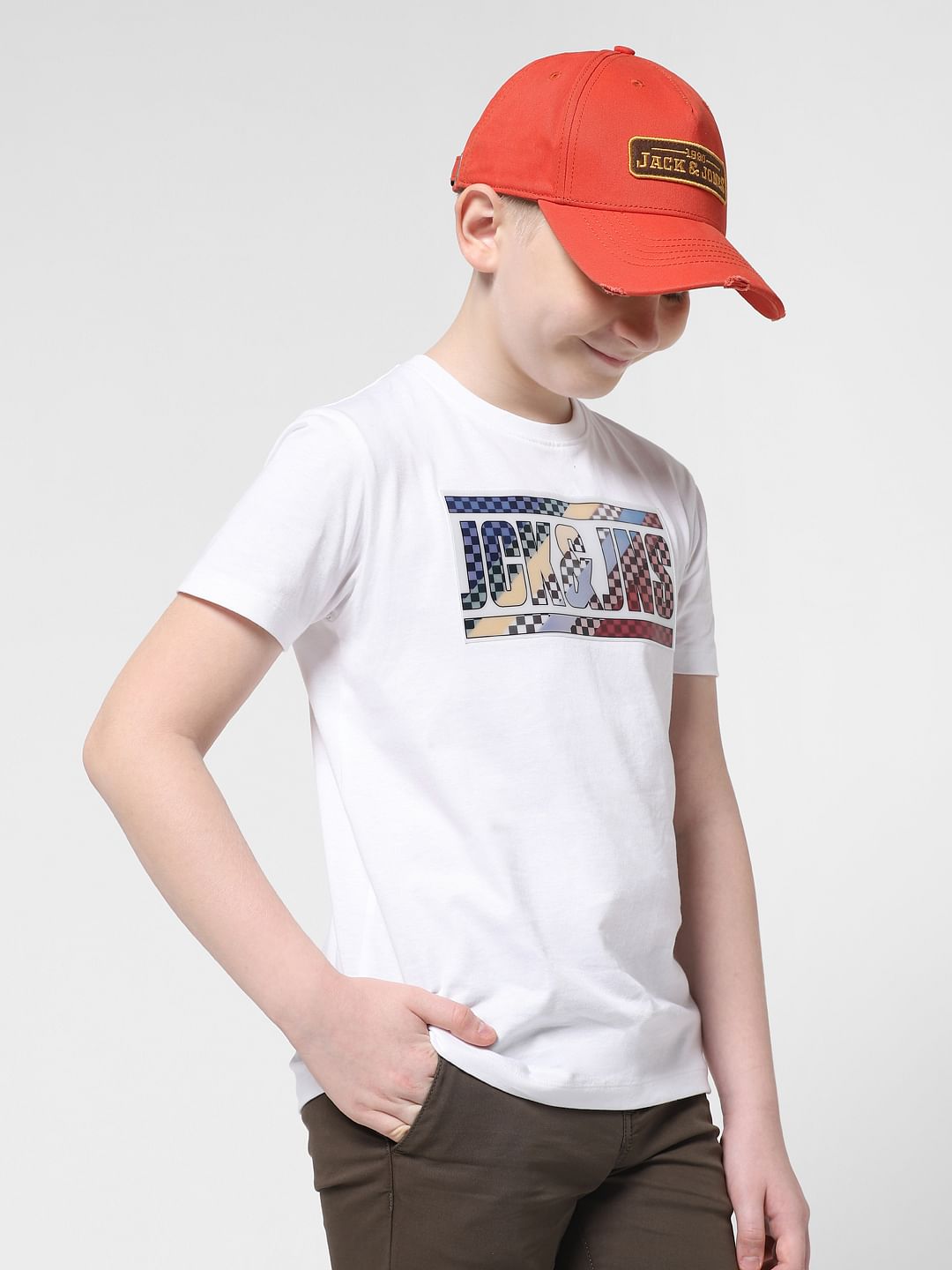 JACK&JONES JUNIOR X MOTOR MUNCHKINS WHITE LOGO PRINT T-SHIRT - 4/5Y