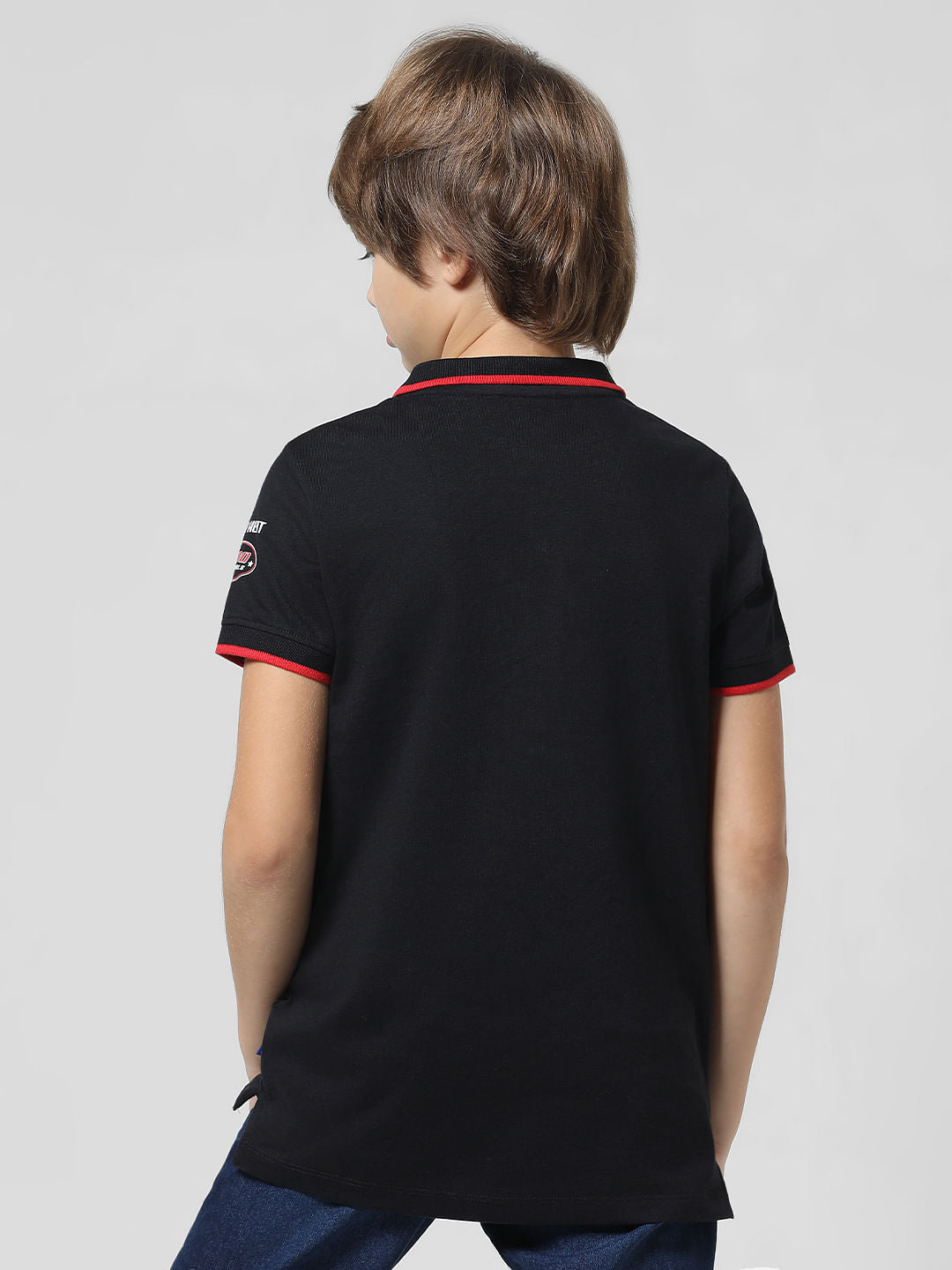 JACK&JONES JUNIOR X MOTOR MUNCHKINS Black Racer Print Polo T-shirt