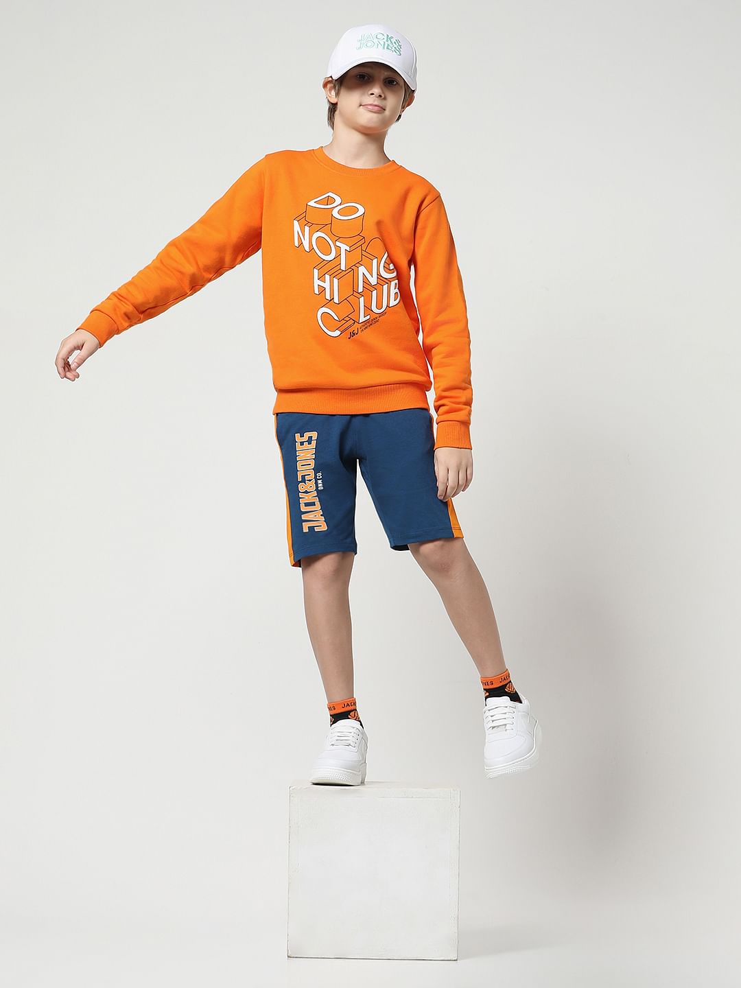 Navy Blue Mid Rise Colourblocked Shorts - 4/5Y