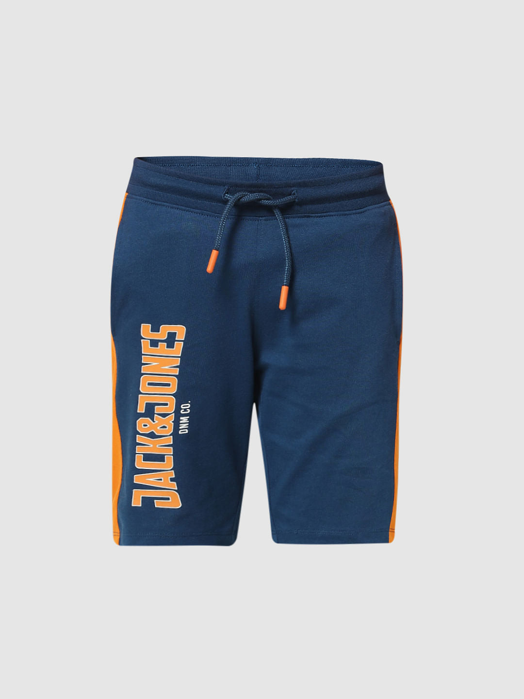 Navy Blue Mid Rise Colourblocked Shorts