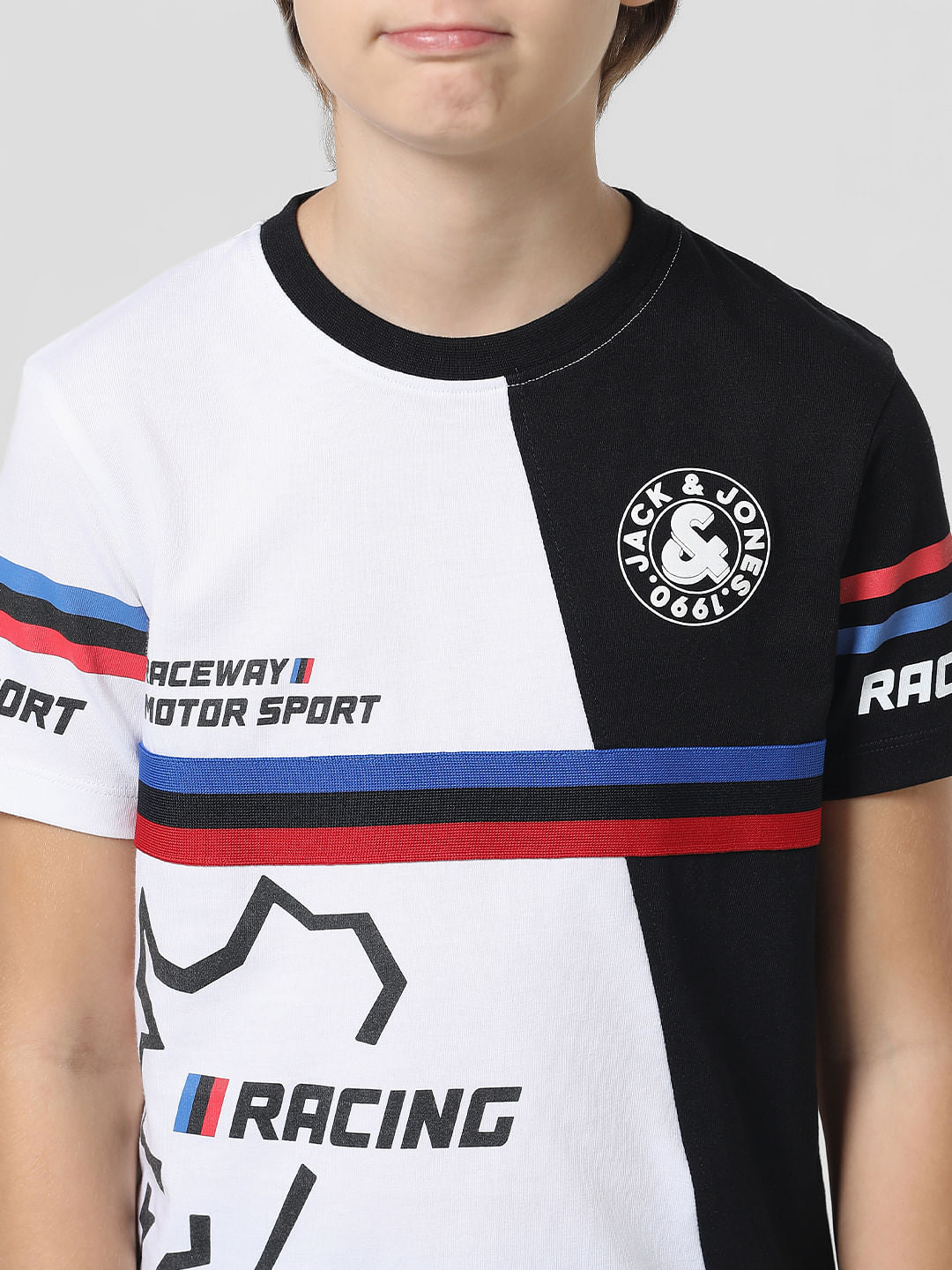 JACK&JONES JUNIOR X MOTOR MUNCHKINS WHITE RACEWAY PRINT T-SHIRT