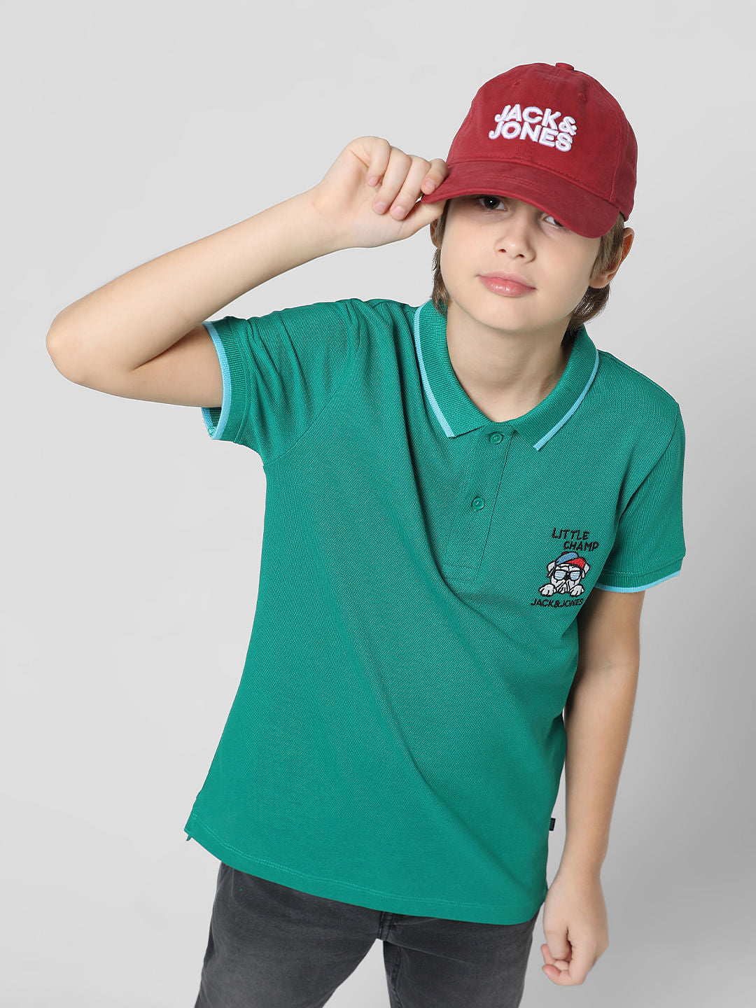 Green Applique Print Polo T-shirt