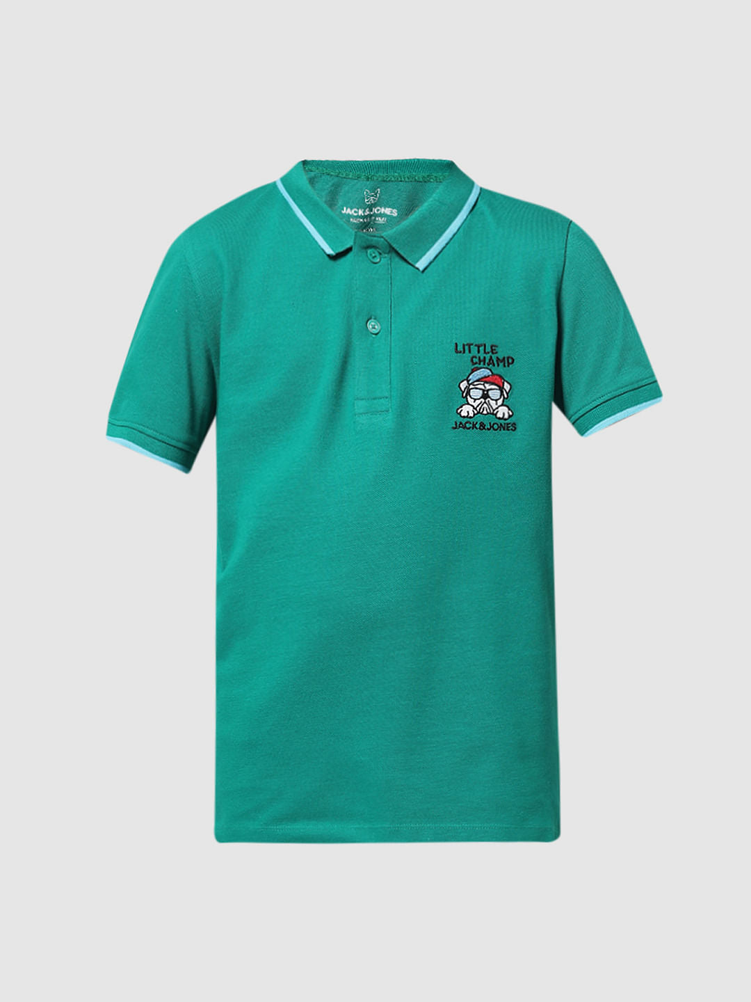 Green Applique Print Polo T-shirt