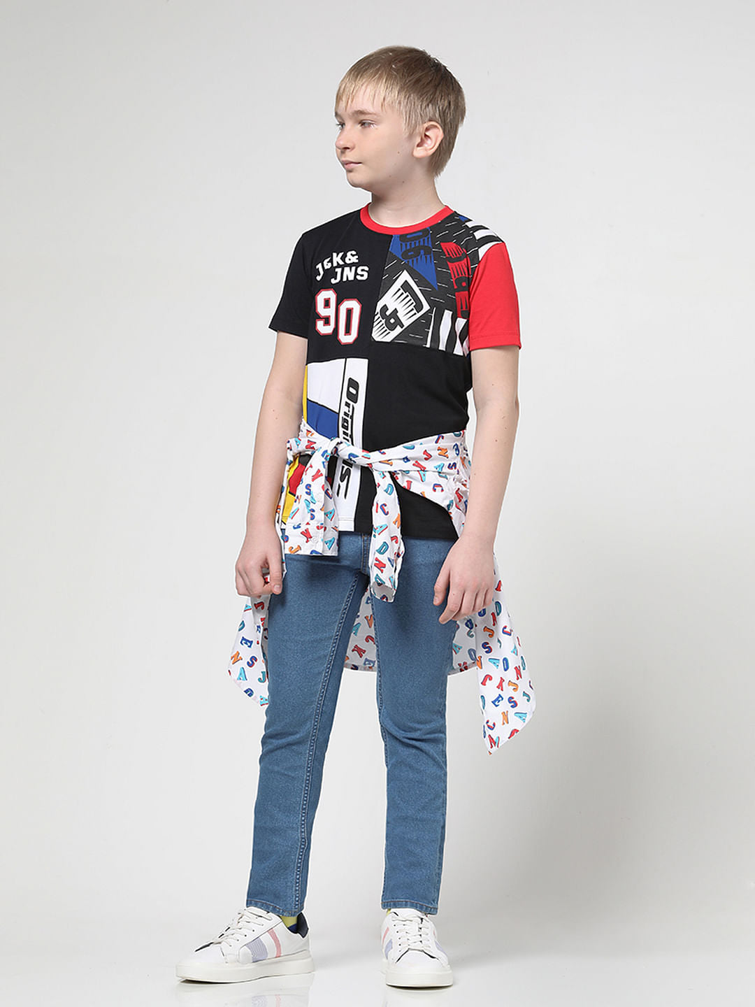 JACK&JONES JUNIOR X MOTOR MUNCHKINS BLACK COLOURBLOCKED T-SHIRT - 4/5Y