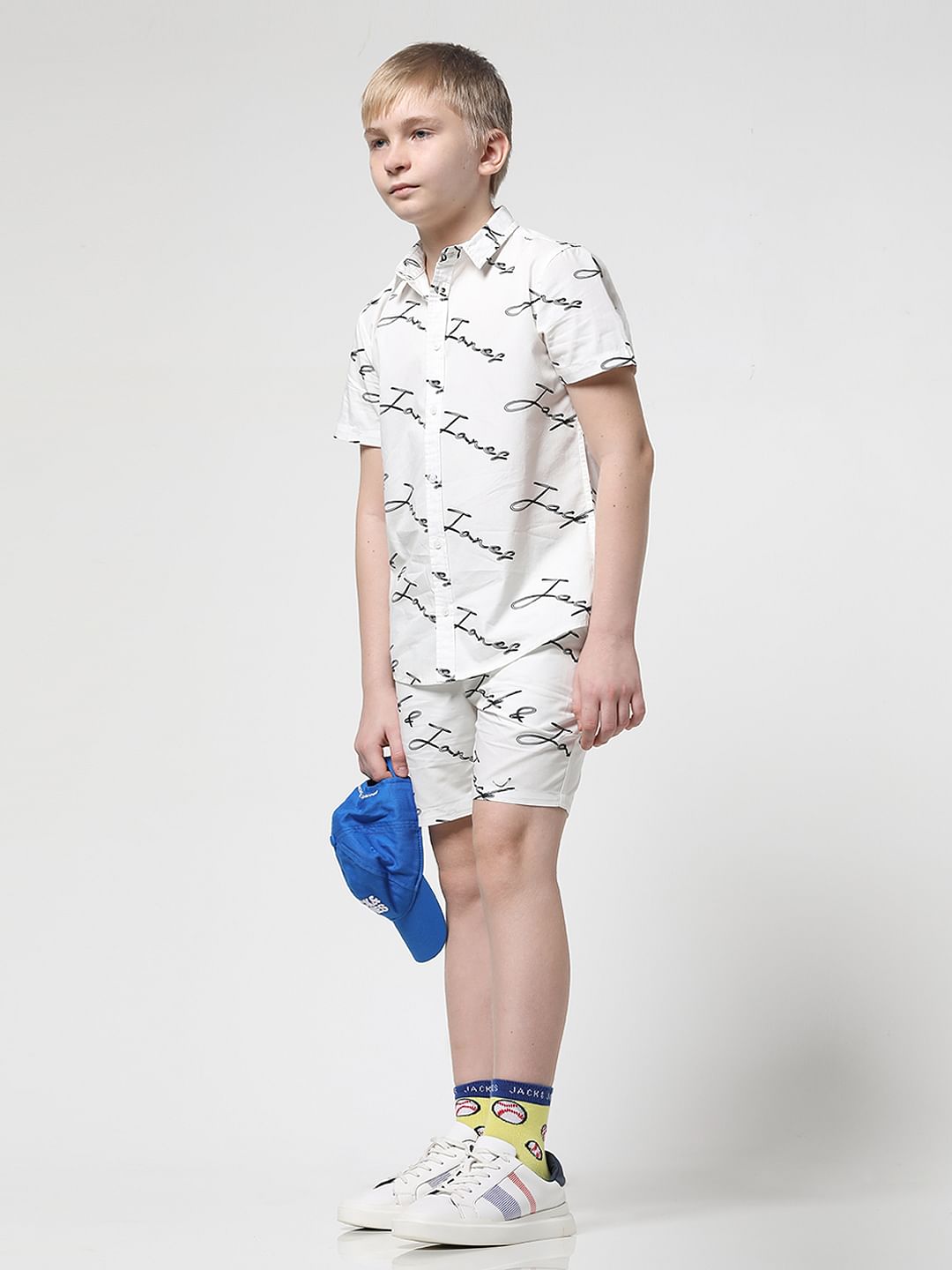 Boys White Logo Print Co-ord Set Shorts - 4/5Y
