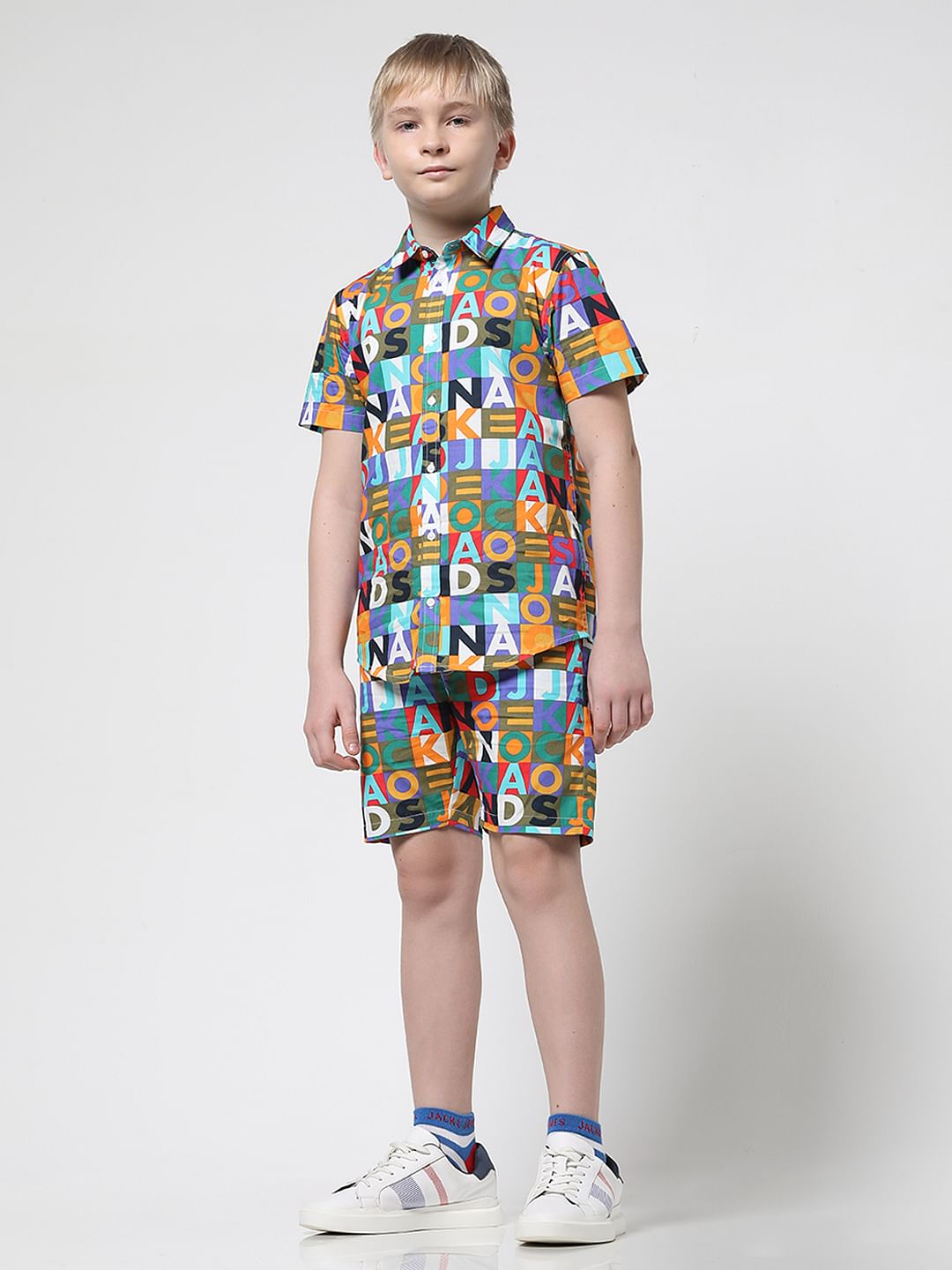 Boys Blue Logo Print Co-ord Set Shorts - 4/5Y