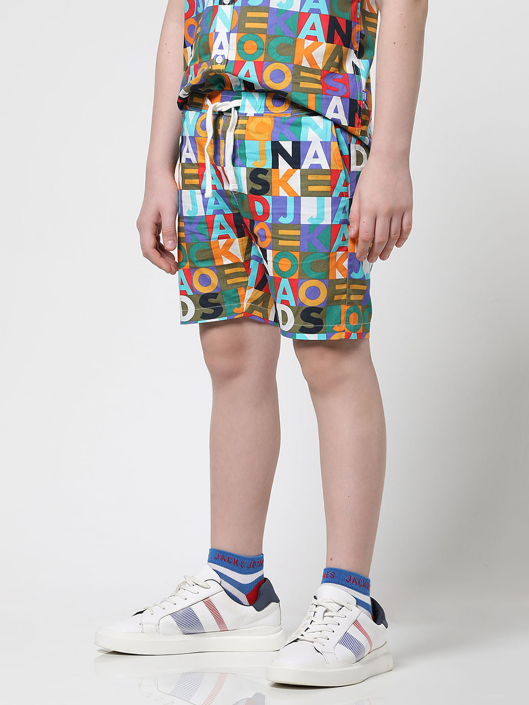 Boys Blue Logo Print Co-ord Set Shorts