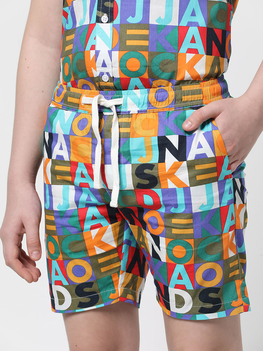 Boys Blue Logo Print Co-ord Set Shorts