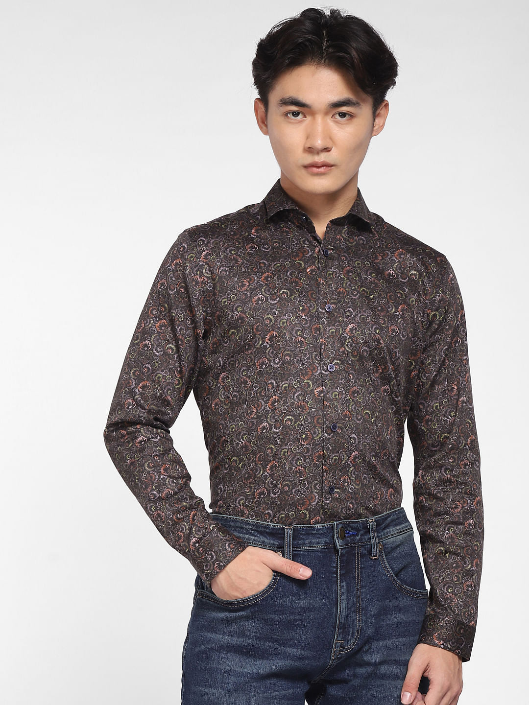 Black Printed Full Sleeves Shirt