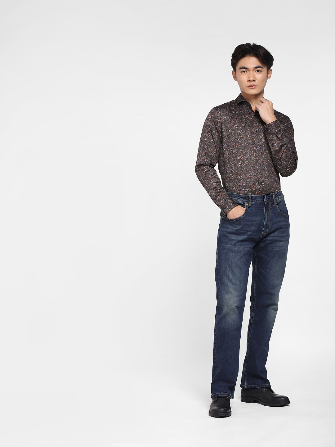 Black Printed Full Sleeves Shirt