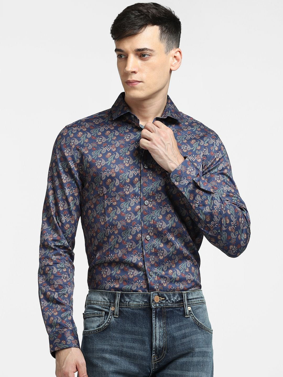 Blue Abstract Print Full Sleeves Shirt