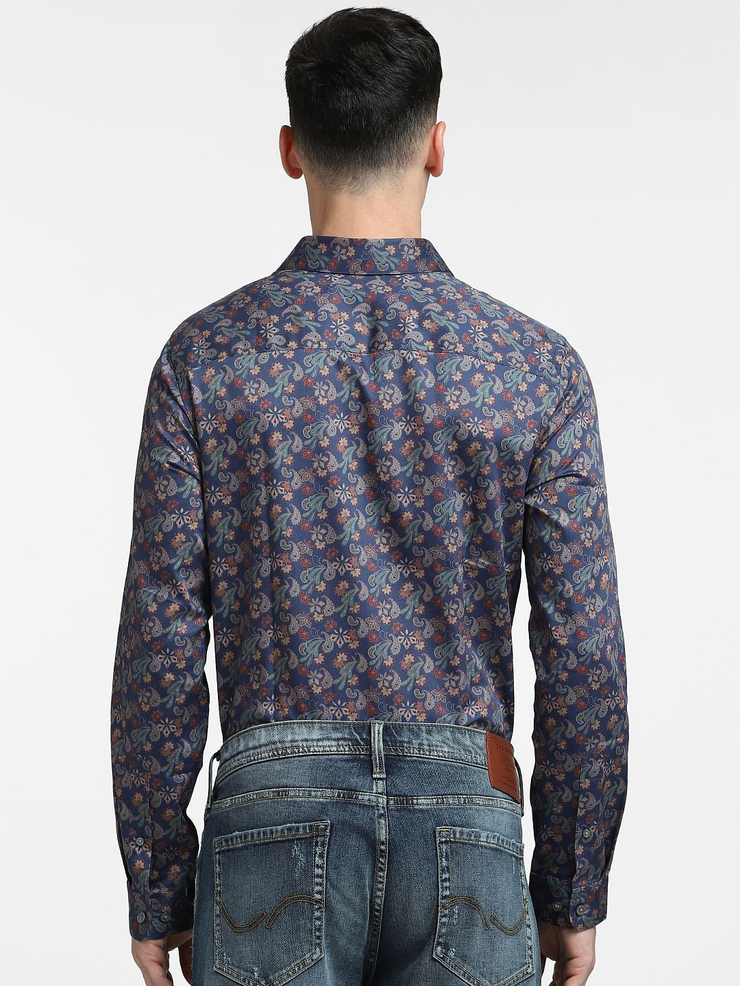 Blue Abstract Print Full Sleeves Shirt
