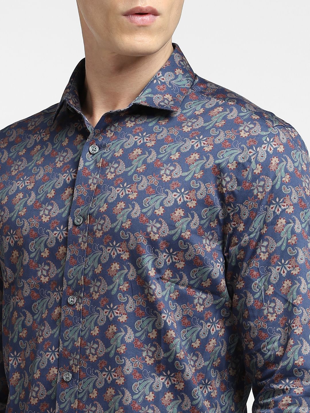 Blue Abstract Print Full Sleeves Shirt