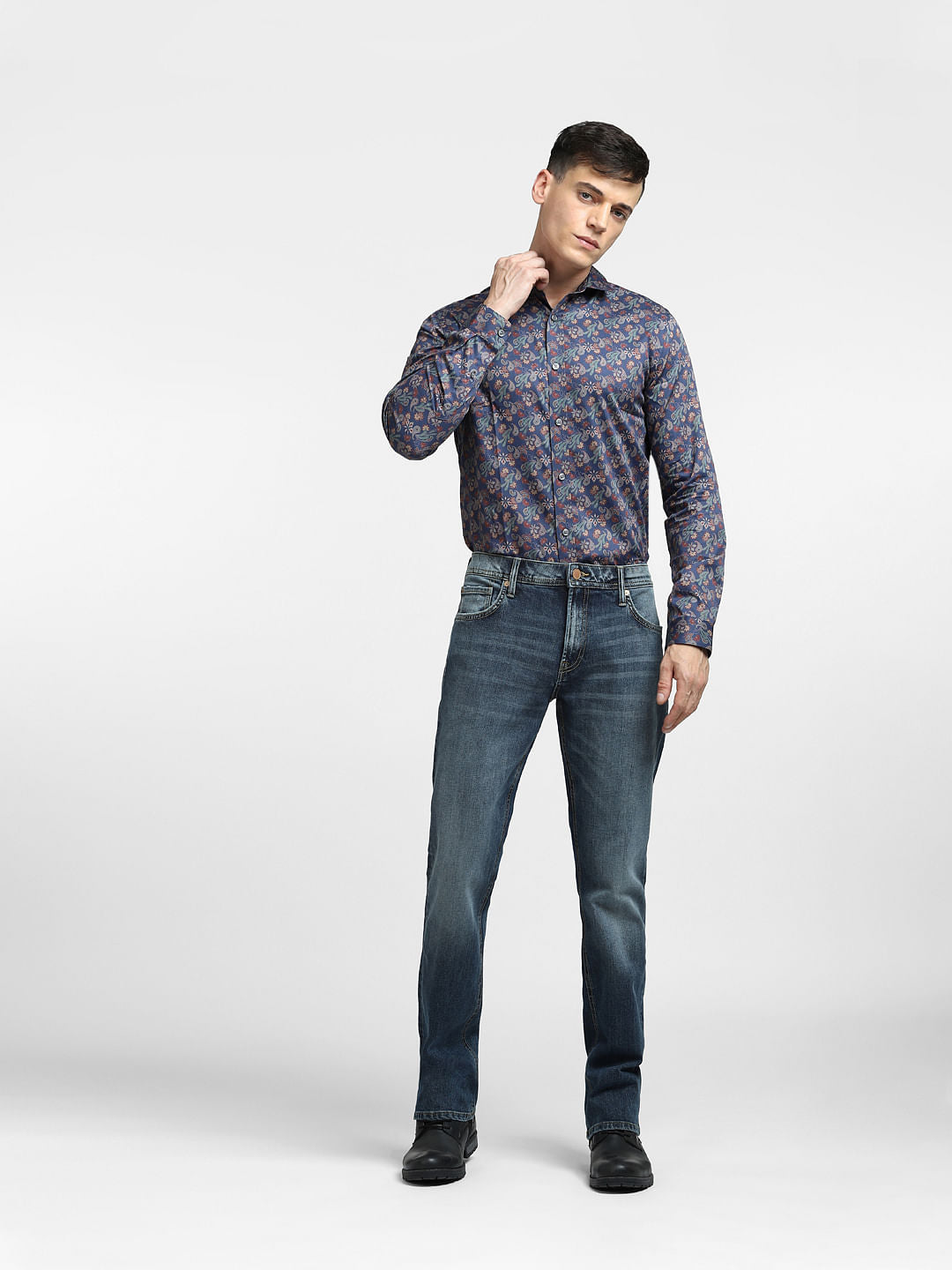 Blue Abstract Print Full Sleeves Shirt