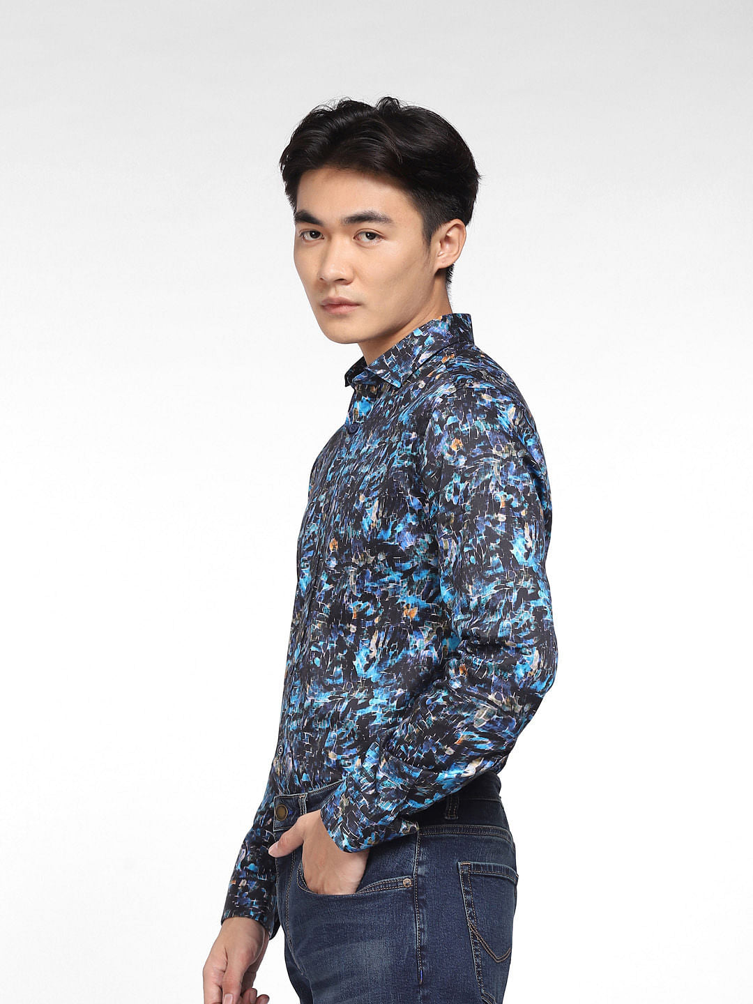 Black Abstract Print Full Sleeves Shirt