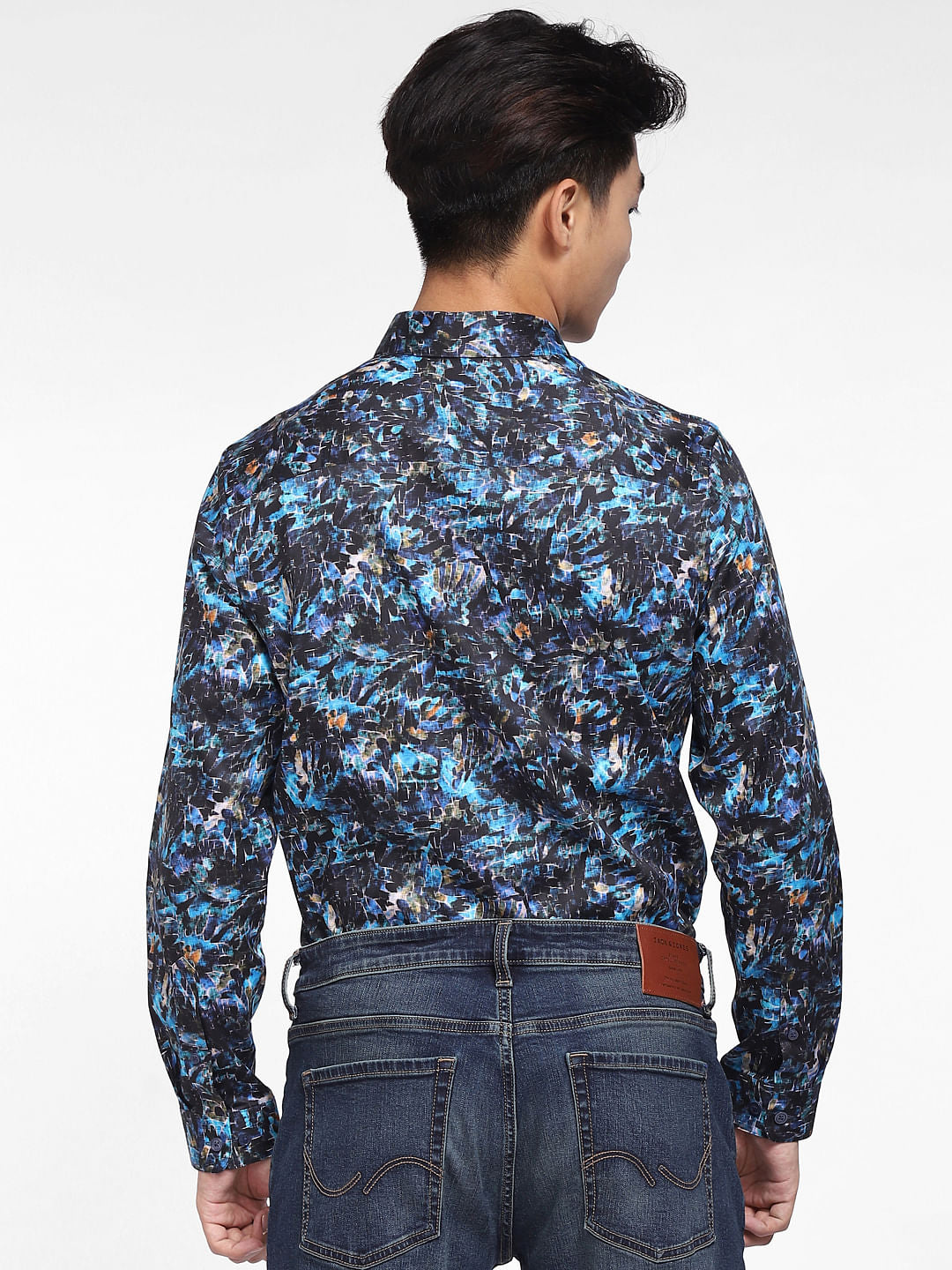 Black Abstract Print Full Sleeves Shirt