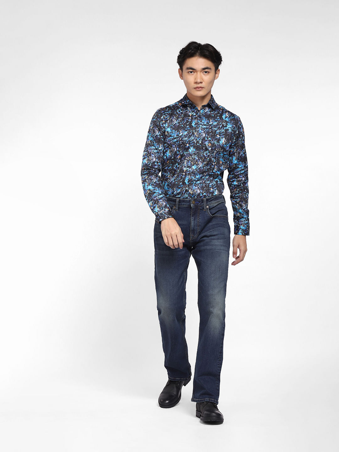 Black Abstract Print Full Sleeves Shirt