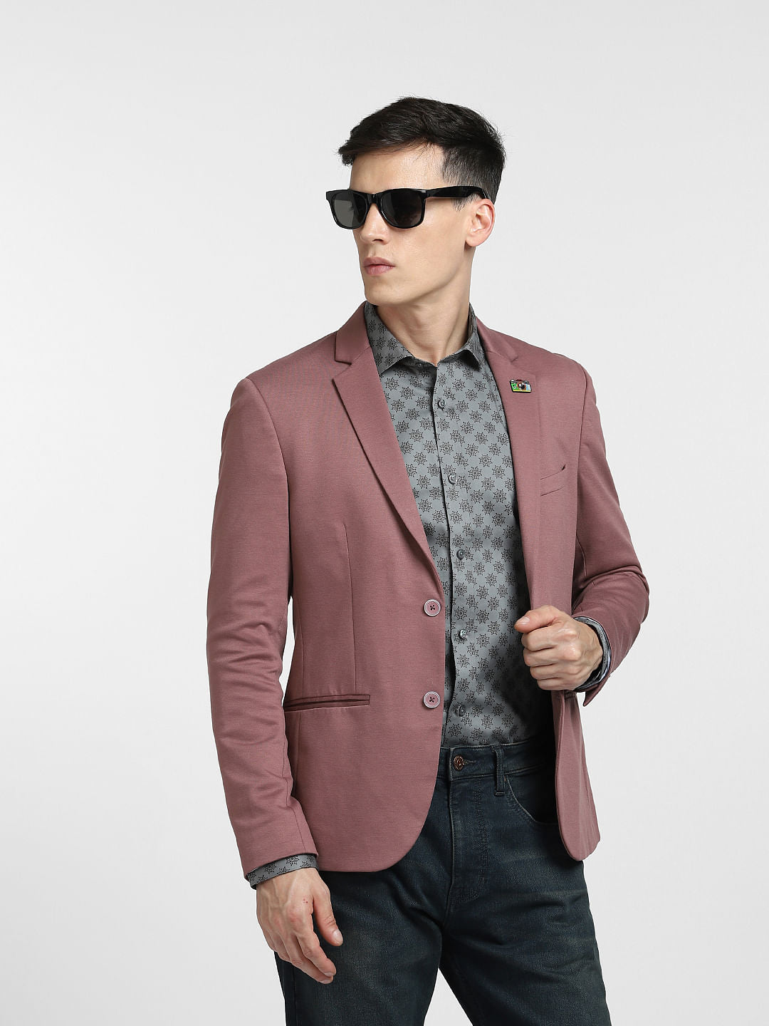 Grey Printed Full Sleeves Shirt - S