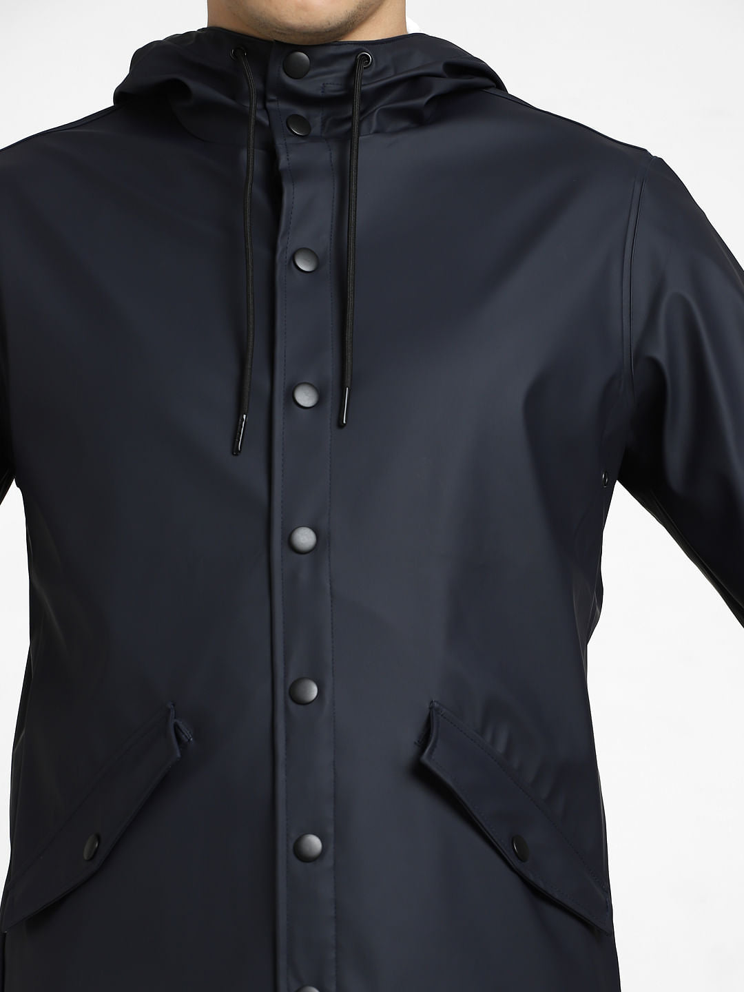 Navy Blue Hooded Rain Jacket