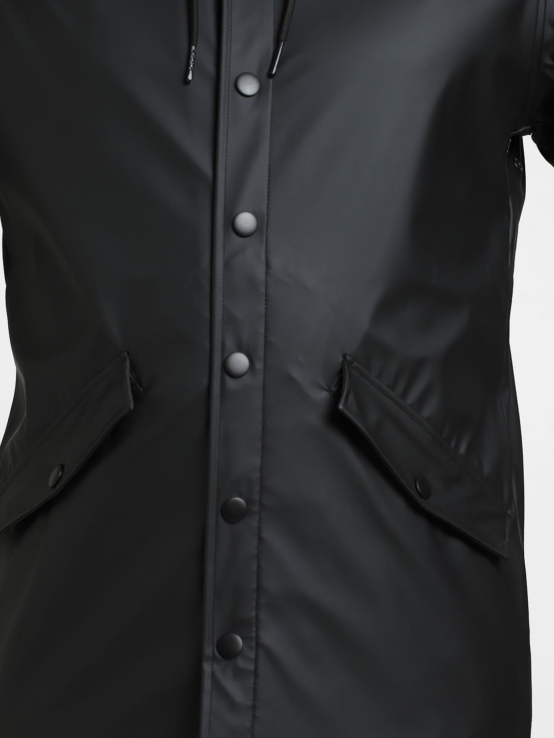 Black Hooded Rain Jacket
