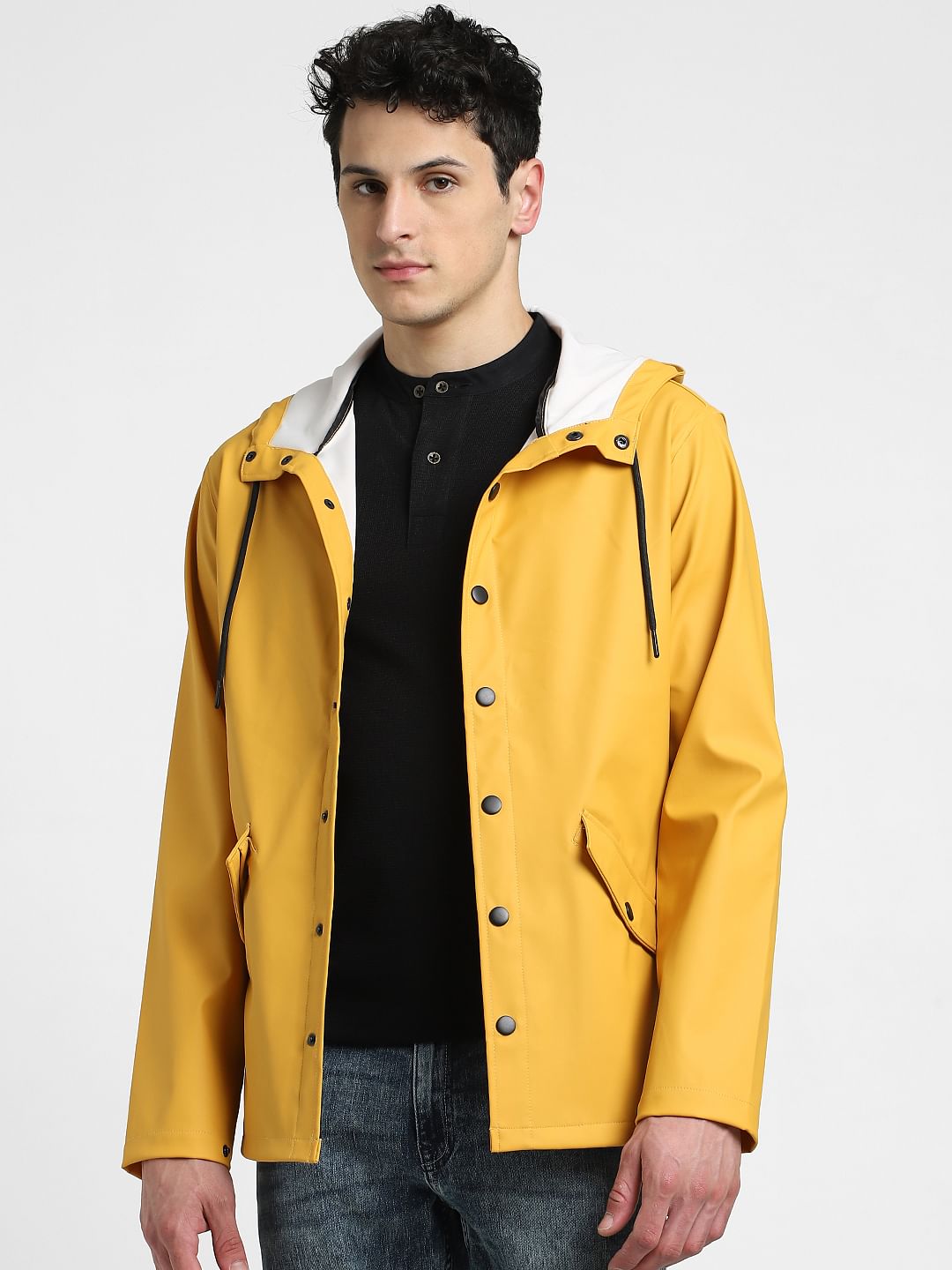 Yellow Hooded Rain Jacket