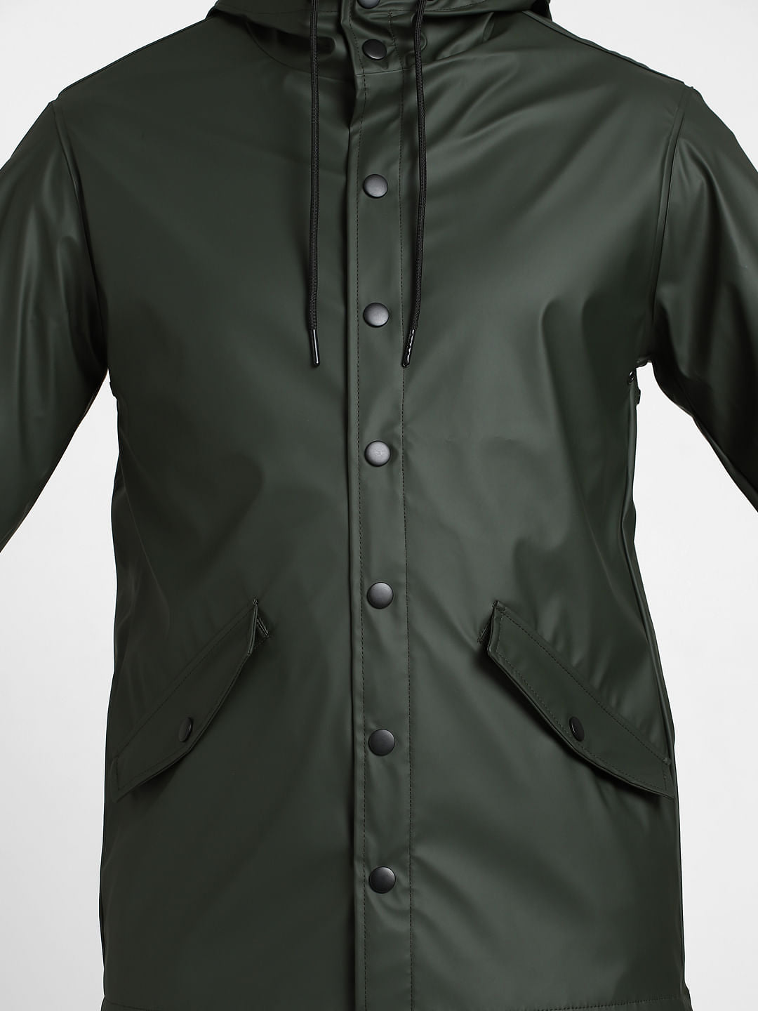 Dark Green Hooded Rain Jacket