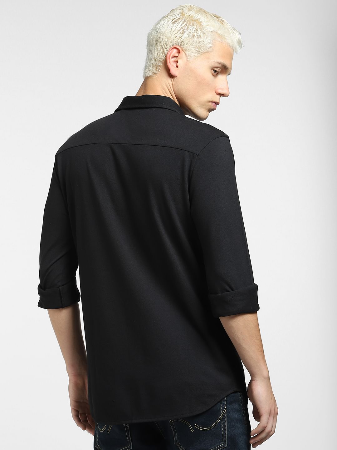 Black Knit Full Sleeves Shirt