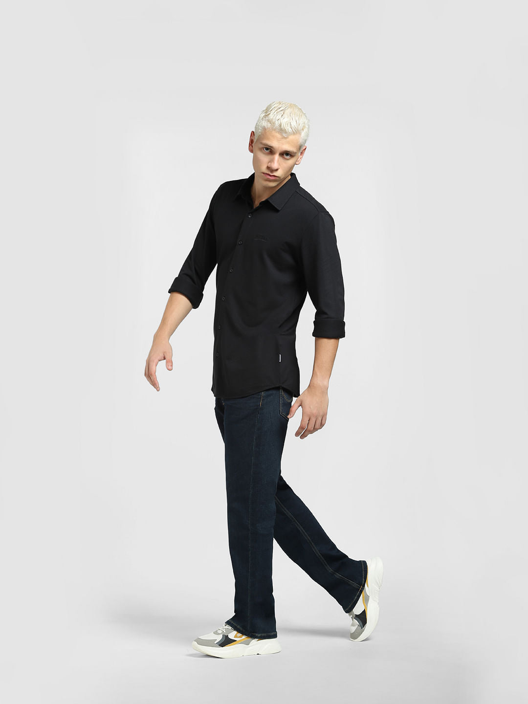 Black Knit Full Sleeves Shirt